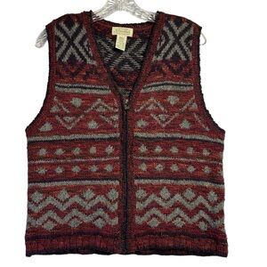Vintage St John's Bay Full Zip Wool Blend Boho Sweater Vest- Women's Size Small‎
